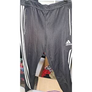 Adidas Black Track Pants With White Stripes